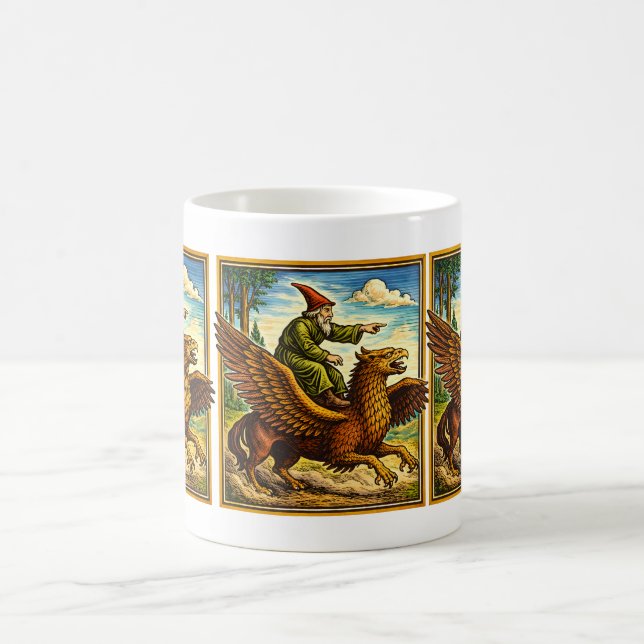 Retro-Mittelalter-Schneckenreiter-Fantasy-T-Shirt- Kaffeetasse (Mittel)