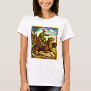 Retro-Mittelalter-Schneckenreiter-Fantasy-T-Shirt- T-Shirt