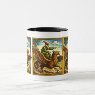 Retro-Mittelalter-Schneckenreiter-Fantasy-T-Shirt- Tasse