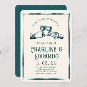 Retro-Mittelalterliche Gravur Kunst Hochzeit Einladung