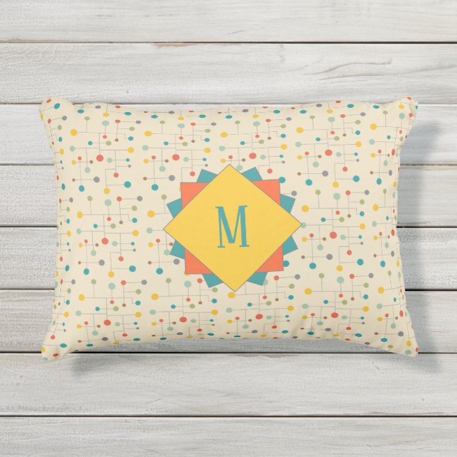 Retro Mittelalterliches modernes Monogramm Kissen Für Draußen (Vorderseite)