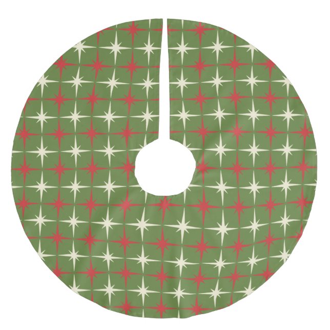 Retro Mitteljahrhundert Moderne Weihnachtszeit-Ste Polyester Weihnachtsbaumdecke (Vorderseite)