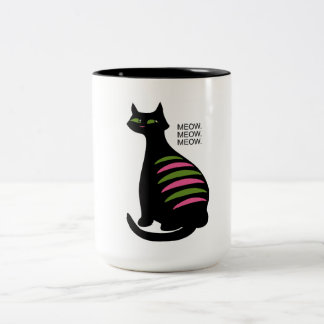 Retro Mitteljahrs-Schwarze Katze Zweifarbige Tasse