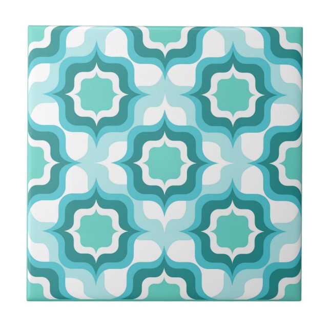 Retro-Mittelmeer Blau-Weiß Fliese (Vorderseite)