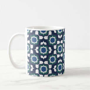 Retro-Mittelmeer-Blau-Weiß Kaffeetasse