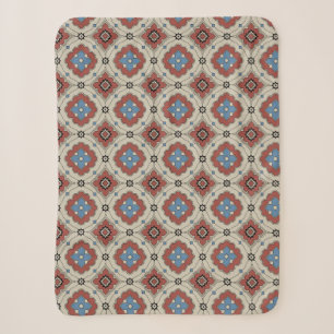 Retro-Mittelmeer-Fliesenmuster in Rot, Beige Sherpadecke