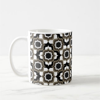 Retro-Mittelmeer Schwarz Grau Weiß Kaffeetasse