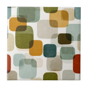 Retro-Mittelmoderne abgerundete Quadrate Muster Fliese