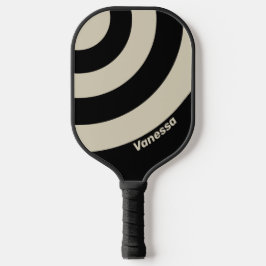 Retro Mitternacht Drei Kreisel Streifen mit Namen Pickleball Schläger