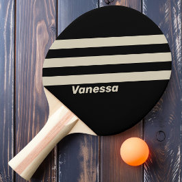 Retro Mitternacht Drei Streifen mit Namen Tischtennis Schläger