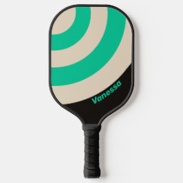 Retro Mitternacht-Keilkreis Streifen mit Namen Pickleball Schläger