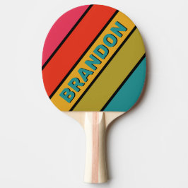 Retro Mitternacht Rainbow Bold mit Name Streifen Tischtennis Schläger