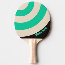 Retro Mitternachts-Minz-Kreisstreifen mit Namensan Tischtennis Schläger