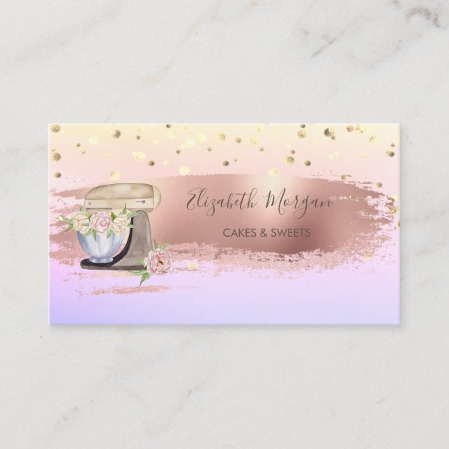 Retro Mixer Blume, Confetti, Brush Stroke Ombre Visitenkarte (Vorderseite)
