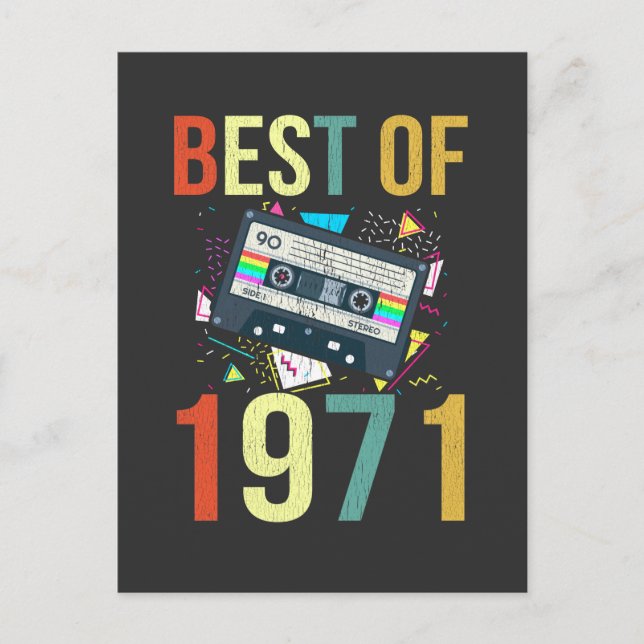 Retro Mixtape Best of 1971 Birthday Cassette Gift Postkarte (Vorderseite)