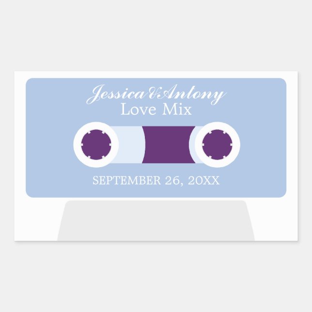 Retro-Mixtape-Gastgeschenk Hochzeit Rechteckiger Aufkleber (Vorderseite)
