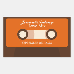Retro-Mixtape-Gastgeschenk Hochzeit Rechteckiger Aufkleber
