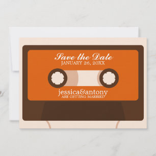 Retro-Mixtape-Hochzeit Termin Einladung