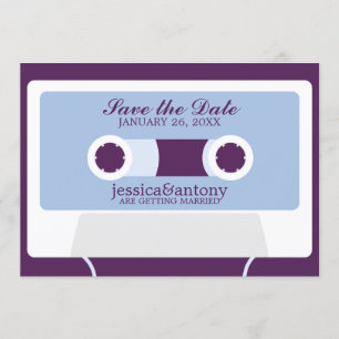Retro-Mixtape-Hochzeit Termin zur Hochzeit Einladung