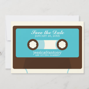 Retro-Mixtape-Hochzeit Terminankündigung Einladung