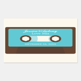 Retro Mixtape Wedding Rechteckiger Aufkleber