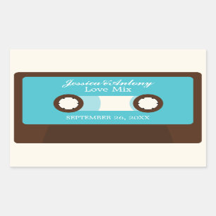 Retro Mixtape Wedding Rechteckiger Aufkleber