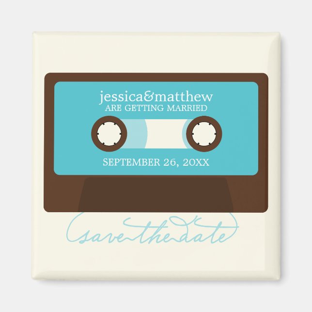 Retro Mixtape Wedding Save the Date Magnet (Vorne)
