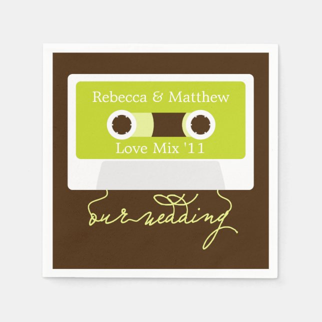 Retro Mixtape Wedding Serviette (Vorderseite)