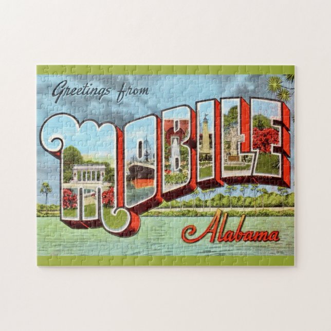 Retro Mobile Alabama Postcard (Horizontal)