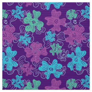 Retro-Mod-60er-70er-Blumenstoffmuster Stoff
