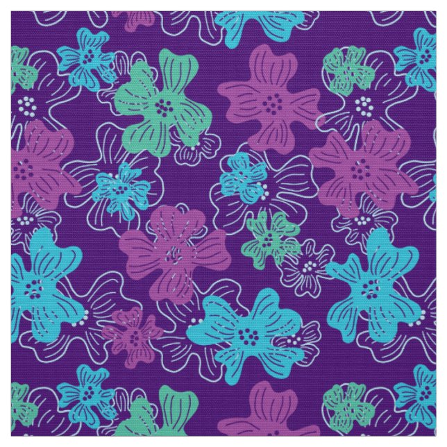 Retro-Mod-60er-70er-Blumenstoffmuster Stoff (Muster)