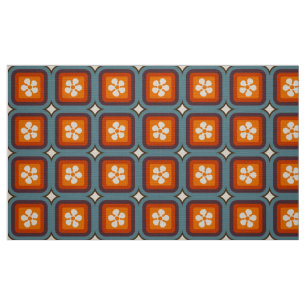 Retro-Mod-60er-70er-Blumenstoffmuster Stoff