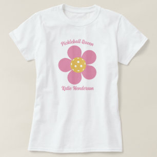 Retro Mod 70er Pickleball Blume Personalisiert T-Shirt