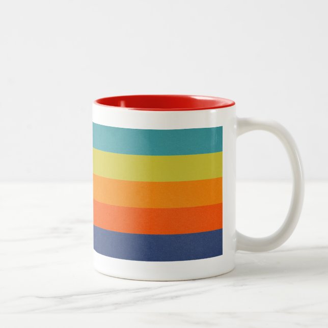 Retro Mod Beach Streifen Zweifarbige Tasse (Rechts)