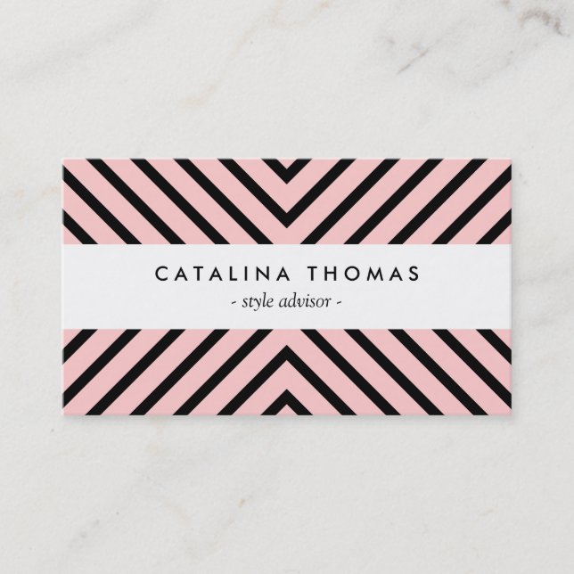 Retro Mod Black and Pink Pattern Business Card Visitenkarte (Vorderseite)