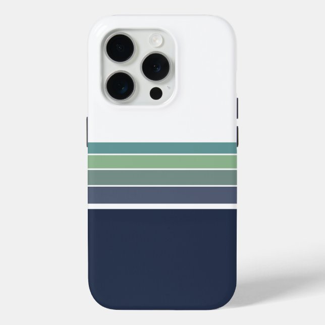 Retro/Mod blau und grün gestreift Case-Mate iPhone Hülle (Rückseite)