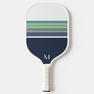 Retro/Mod blau und grün gestreift Pickleball Schläger