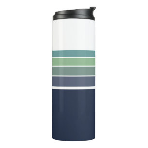 Retro/Mod blau und grün gestreift Thermosbecher
