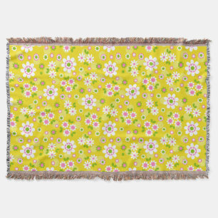 Retro-Mod-Blume Gelb und Weiß Decke