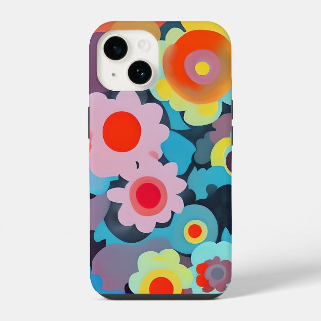 Retro-Mod-Blumen  iPhone 14 Hülle (Rückseite)