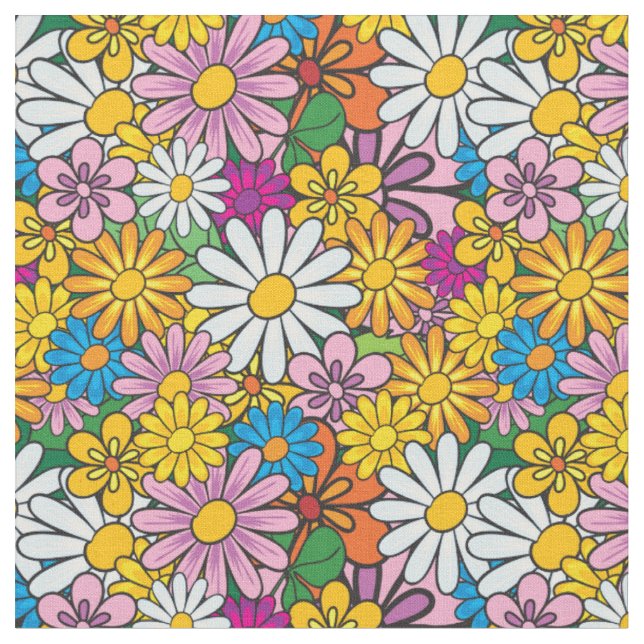 Retro Mod Blumen Stoff (Nahaufnahme)