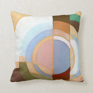 Retro Mod Brown und blaues Grapic Kreis-Muster Kissen