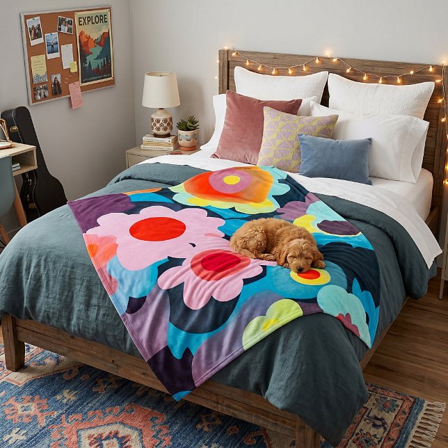 Retro mod flowers fleecedecke (Von Creator hochgeladen)
