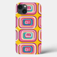 Retro Mod Funky Pink Squares Pattern Phone Case