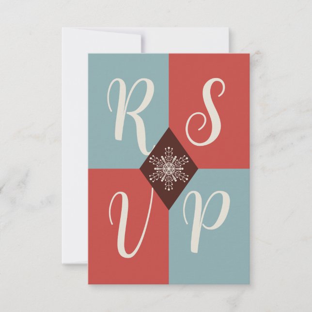 Retro Mod Geometric Christmas RSVP Card Einladung (Vorderseite)