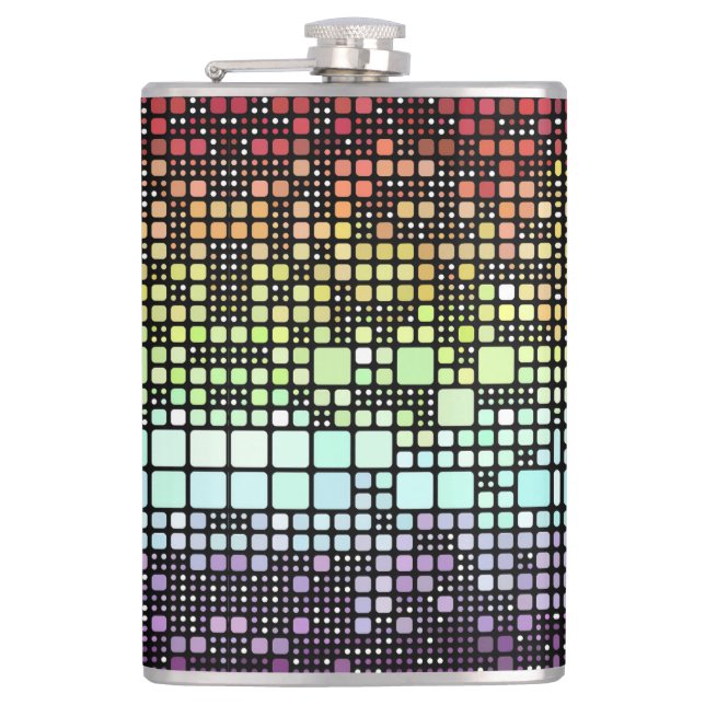 Retro Mod Geometric Groovy Funky Neurogender Pride Flachmann (Vorderseite)