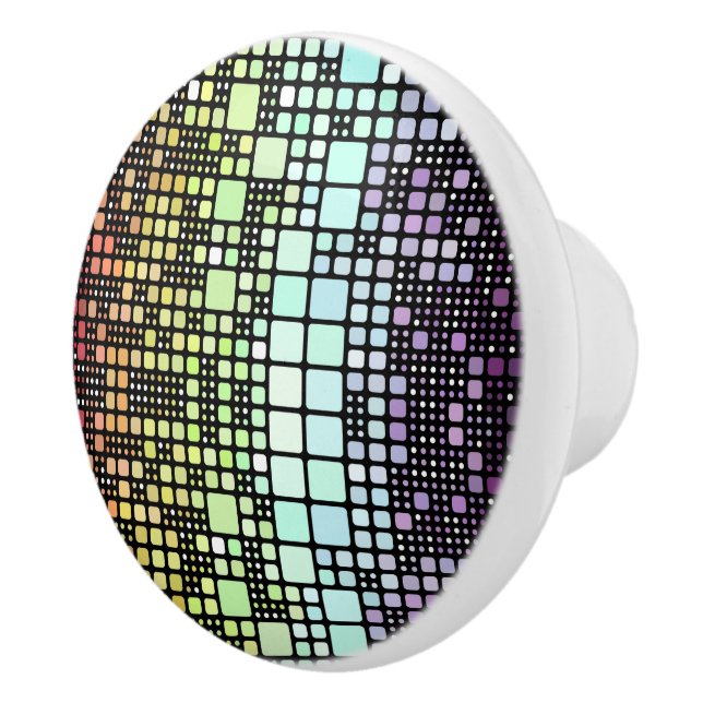 Retro Mod Geometric Groovy Funky Neurogender Pride Keramikknauf (Rechts)