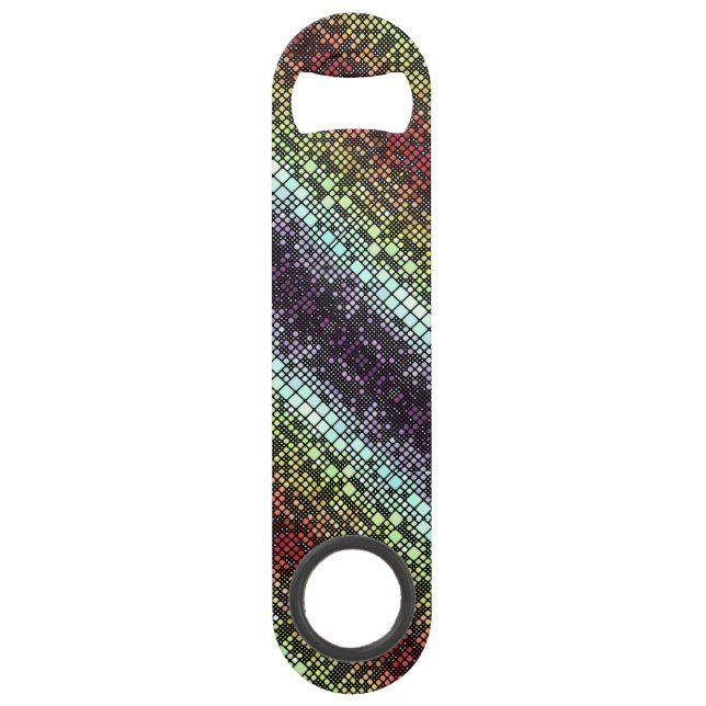 Retro Mod Geometric Groovy Funky Neurogender Pride Speed Flaschenöffner (Vorderseite)