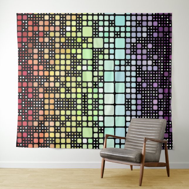 Retro Mod Geometric Groovy Funky Neurogender Pride Wandteppich (Beispiel (Horizontal))