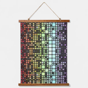 Retro-Mod-Geometrischer Groovy-Funky-Neurogender-S Wandteppich Mit Holzrahmen